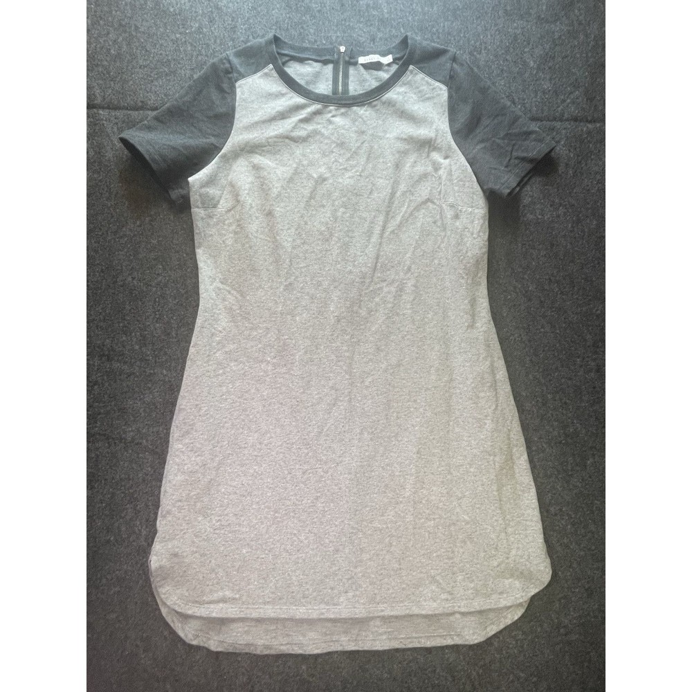 KENNETH COLE REACTION Womens Gray Colorblock Knit TShirt Dress Large Zipper Back